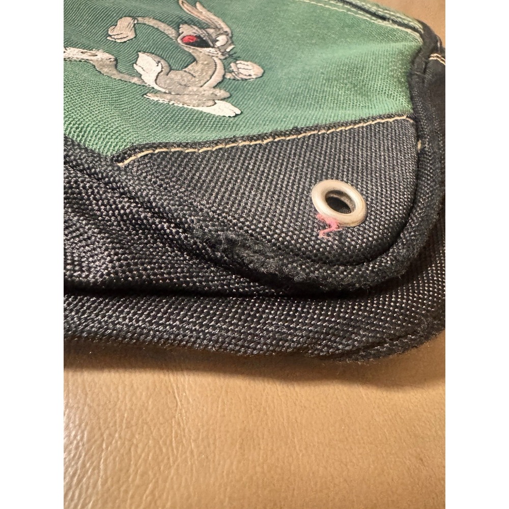 Vintage Looney Tunes Bugs Bunny Embroidered Green Backpack Purse Mini 1997 Black - Picture 15 of 15